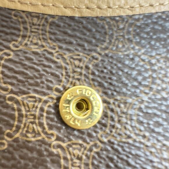 Vintage Celine Macadam Canvas Bifold Wallet Brown Tan Leather Made in Italy - Picture 13 of 16